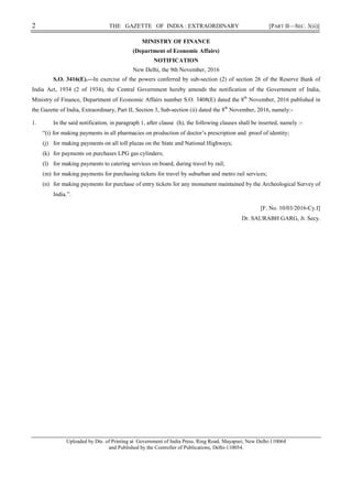 Notification S O 3416 E Demonetization PDF