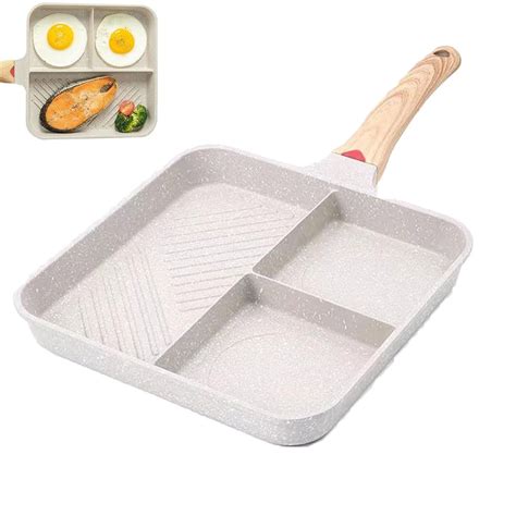 3 In 1 Divided Saute Pan Divided Pan For Cooking Nonstick Egg Frying Pan For Pancakes And