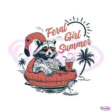 Vintage Feral Girl Summer Opossum SVG