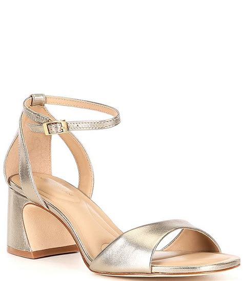 Antonio Melani Alice Metallic Leather Peep Toe Block Heel Dress Sandals Dillards