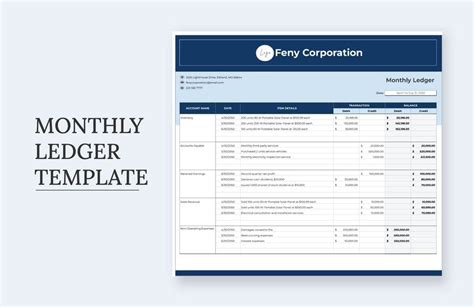 Free Monthly Budget Ledger Template - Google Sheets, Excel | Template.net