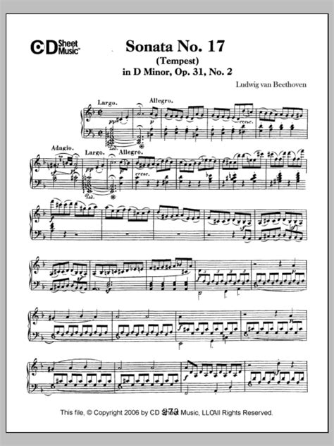 Sonata No 17 In D Minor Tempest Op 31 No 2 Sheet Music Ludwig