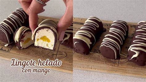 Lingote Helado Relleno De Mango Sencillo Y Delicioso Postre Con Solo 4