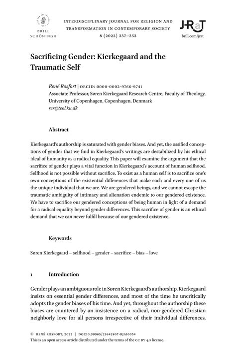 (PDF) Sacrificing Gender: Kierkegaard and the Traumatic Self