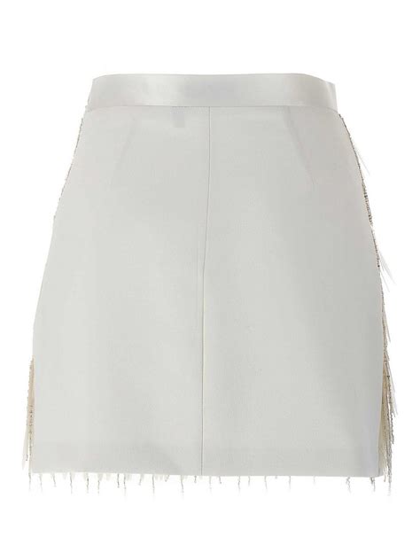 Knee Length Skirts Midi Elisabetta Franchi Beaded Fringes Mini