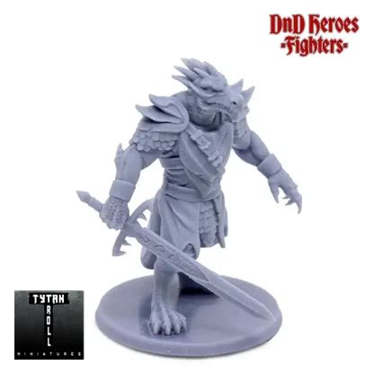 Male Dragonborn Fighter Dnd Heroes D Print Resin Simtasia