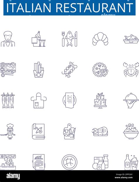 Italian Restaurant Line Icons Signs Set Design Collection Of Italian