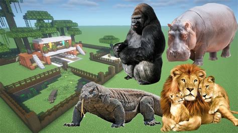 How To Make A Gorilla Hippo Komodo And Lion Farm In Minecraft Pe