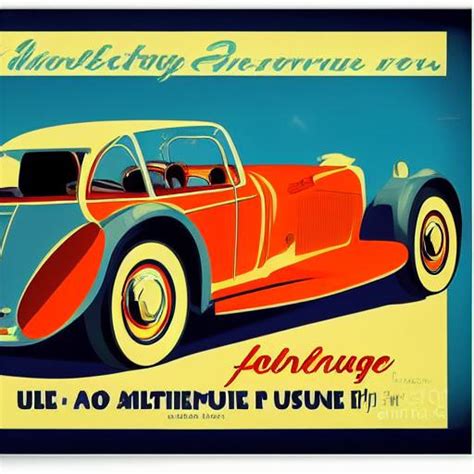 Best AI Photo: Vintage poster advertising a vintage automobile | Promptify