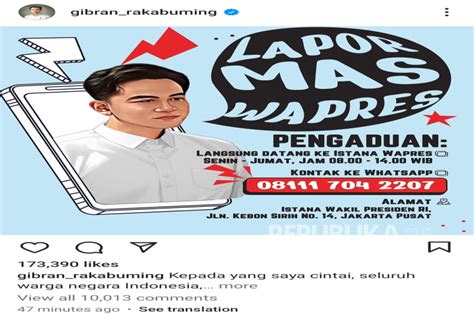 Wapres Gibran Buka Layanan Pengaduan Warga Ada Yang Lapor Serius