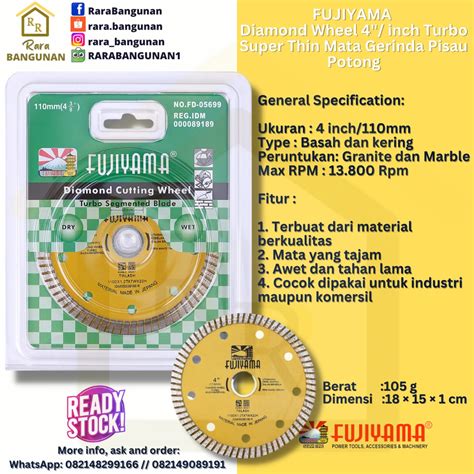 Jual Diamond Cutting Wheel Turbo Super Thin 4 FUJIYAMA Mata Gerinda