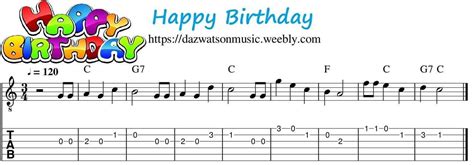 Happy birthday guitar tabs notes | printablebirthday