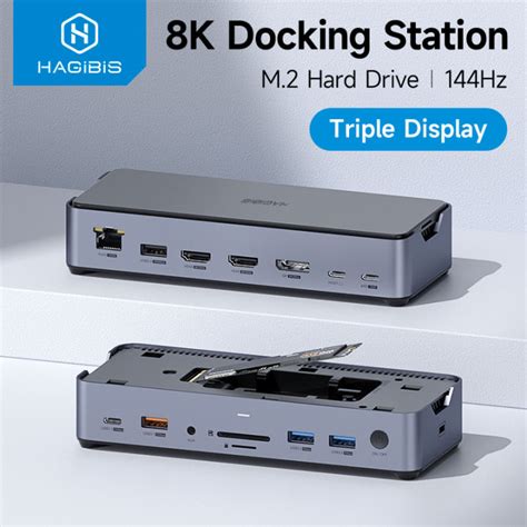 Hagibis USB C Docking Station Type C To 8K DP HDMI Compatible Triple