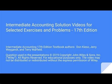 Intermediate Accounting Exercise And Problem Walkthrough Solution