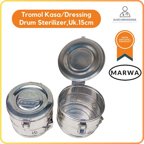 Jual Tromol Kasa Steril Dressing Drum Stainless Steel Uk Cm Marwa