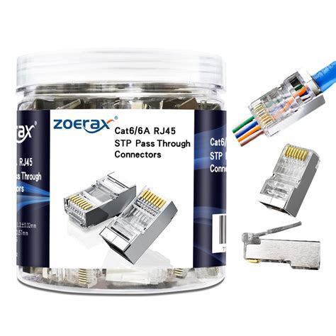 Zoerax Pack Rj Pass Through Connector Cat Shielded Rj Modular