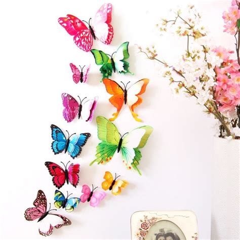 Enjoy 12pcs Pvc 3d Butterfly Wall Decor Cute Butterflies Wall Stickers Art Decals Home