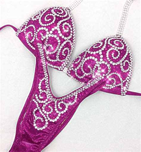 Fuchsia Shattered Glass Competition Bikini Suit Bikini Competition