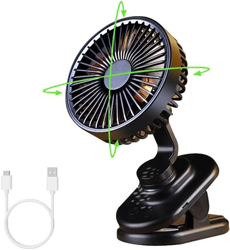 Lutdnp Portable Usb Rechargeable Clip On Fan Automatic