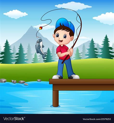 Little Boy Fishing Cartoon