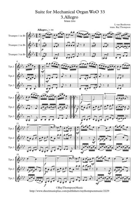 Beethoven Suite For Mechanical Organ Clock WoO 33 Mvt 3 Allegro