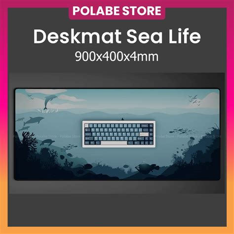 Deskmat SEA LIFE lót chuột cỡ lớn lót bàn phím kích thước 90x40cm dày