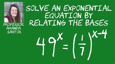 Solve An Exponential Equation By Relating The Bases Youtube