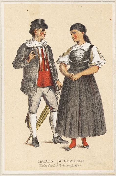 German Peasant Costumes - Baden - Wurtemberg Rickesbach Schwenningen ...