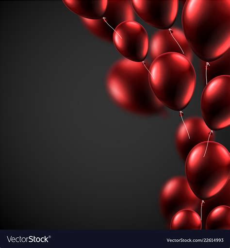 Black Festive Background With Red Shiny Balloons Vector Image