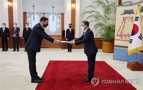 주한 세르비아 대사 신임장 받는 문재인 대통령 연합뉴스