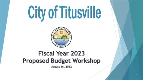 City Of Titusville FY2023 Budget Workshop Presentation City Of