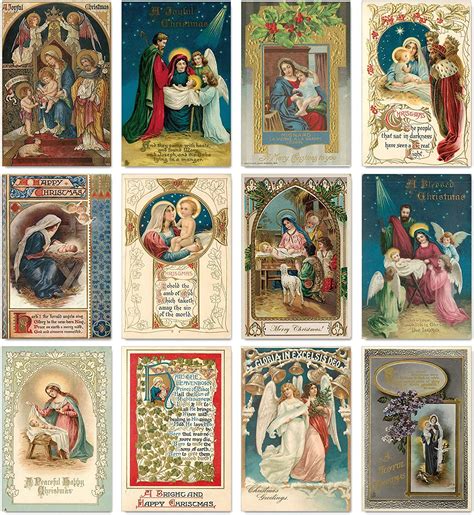 Amazon AnyDesign 48 Pack Christmas Greeting Cards Vintage Xmas