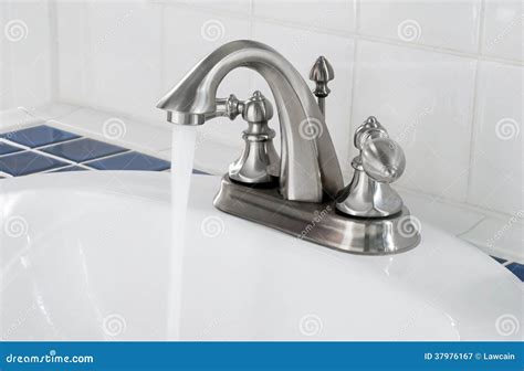 Faucet With Running Water Stock Image Image Of Drops