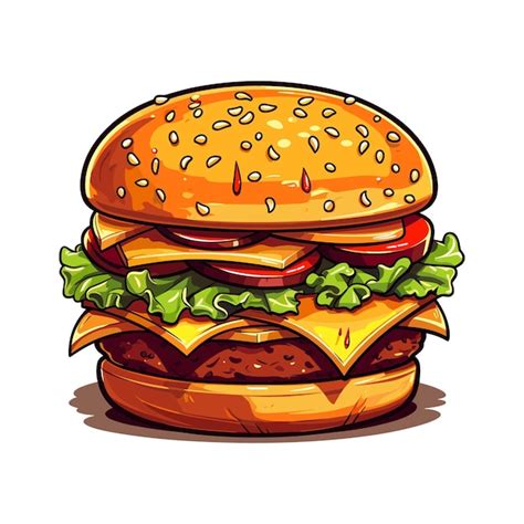 Premium Vector Vector Cheese Burger Cartoon Icon Illustration