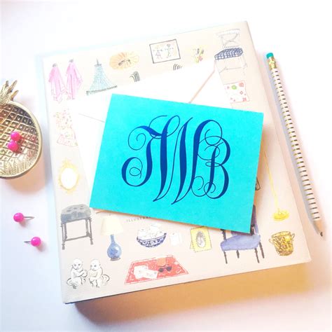 Script Monogram Stationery Monogrammed Stationery Set Foil Etsy