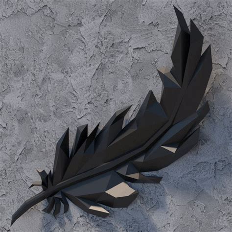 3d Wall Decor 3d Wall Art Feather Drawing Low Poly Art 3d Assets