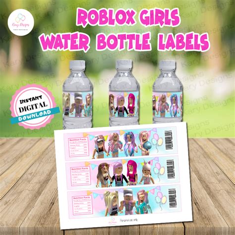 ROBLOX GIRLS WATER BOTTLE LABELS - Kary Designs