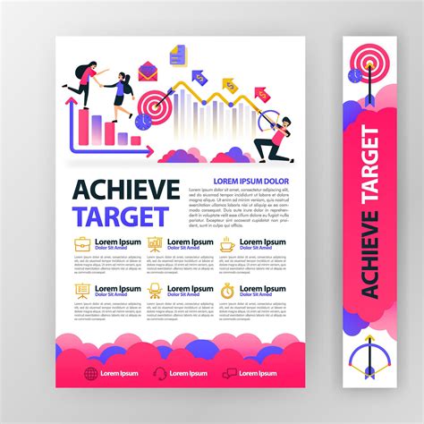 Business Poster About Achieving And Planning Company Targets With Flat