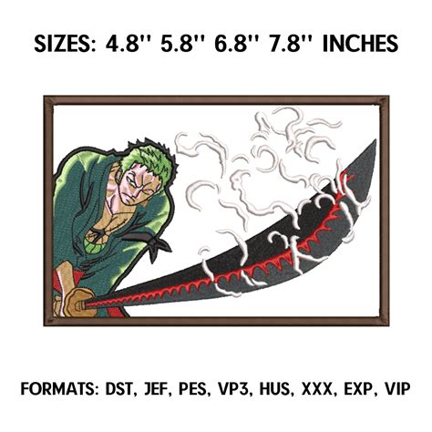 Embroidery Files Machine Embroidery Designs One Piece Anime Zoro