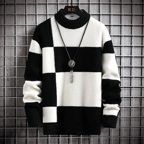 Brand Clothing Warm Autumn Winter Sweaters Men Casual Patchwork Color