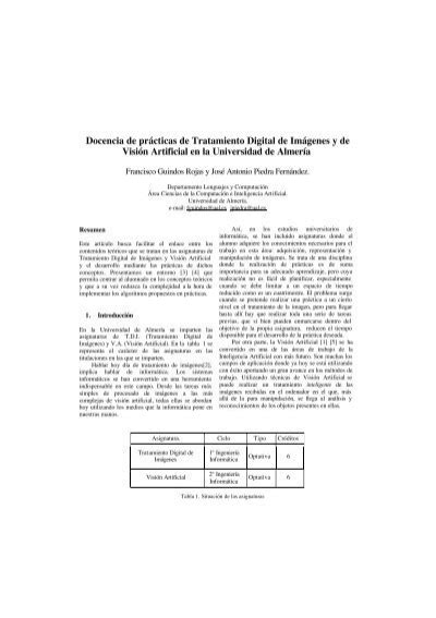 Docencia de prÃcticas de Tratamiento Digital de ImÃgenes y de