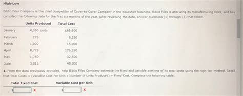 Solved High Low Biblio Files Company Is The Chief Competitor Chegg