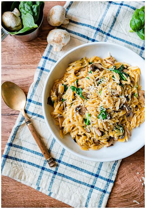 Mushroom Spinach Orzo - Rural Roots