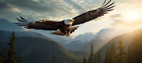 AI generated american bald eagle flying with a flag in the background ...