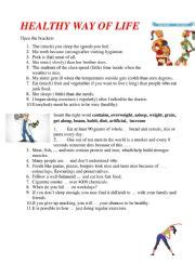 Healthy Way Of Life Esl Worksheet By Spankevich