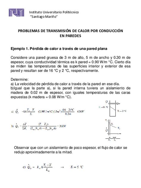 Ejercicios Resueltos Calor Por Conducci N Pdfcoffee