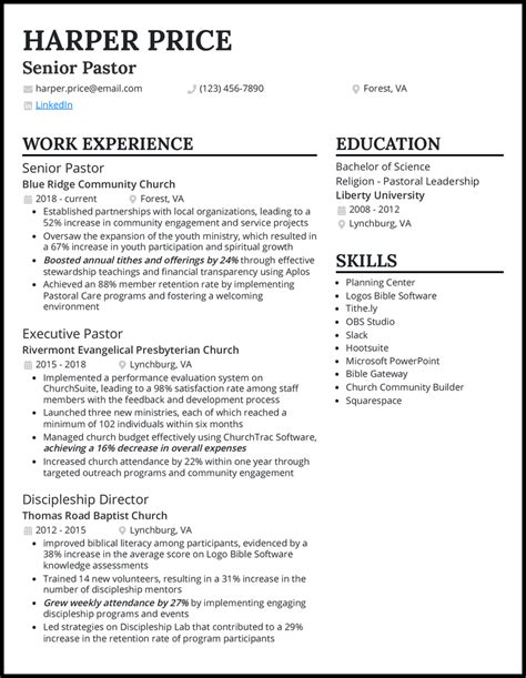 7 Pastor Resume Examples That Got The Job In 2024