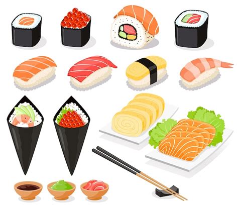 Premium Vector Sushi Collection Asia Food Icons