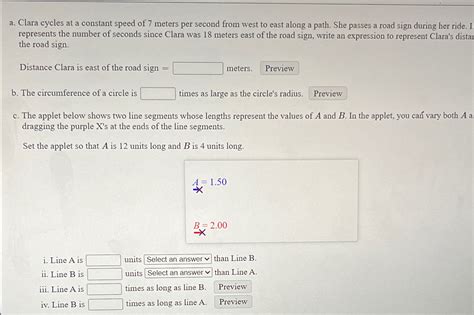 Solved A Clara Cycles At A Constant Speed Of 7 Meters Per Chegg