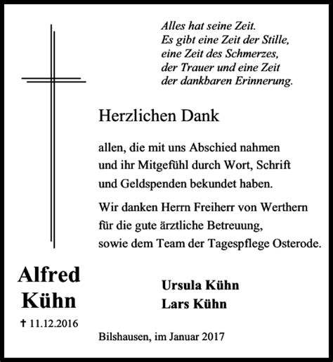 Traueranzeigen Von Alfred K Hn Trauer Anzeigen De